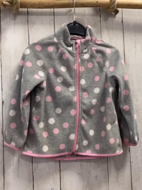 H&M fleecejacke Gr. 98  grau rosa weiß Punkte