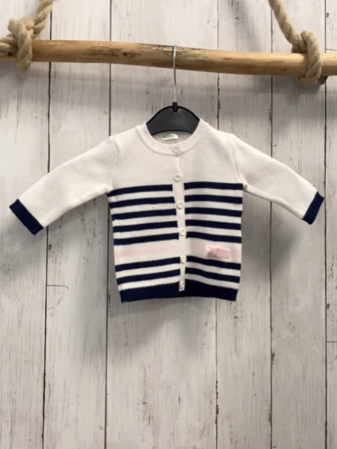 Benetton Strickjacke Gr. 56  weiß blau gestreift