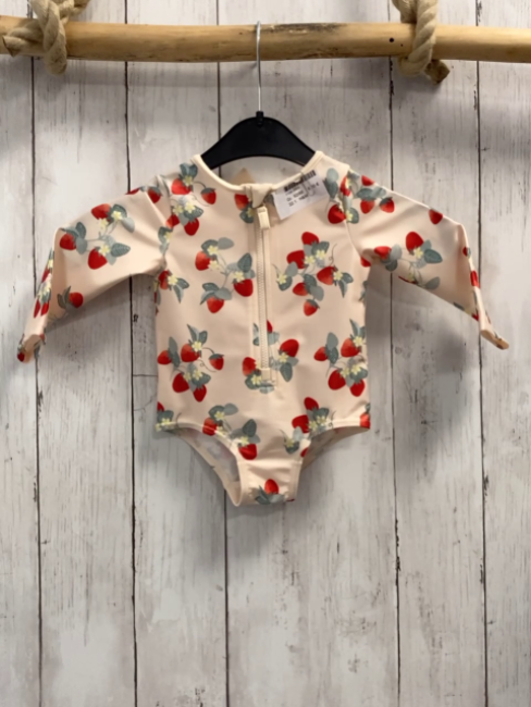 H&M  UV-Schutzoverall Gr. 62/68  creme Erdbeeren 