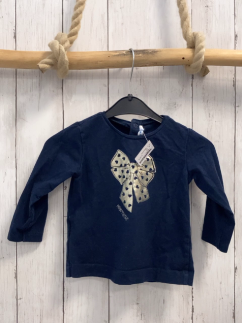 Mayoral  Langarmshirt  Gr. 80  blau glänzende Schleife mit Herzen 