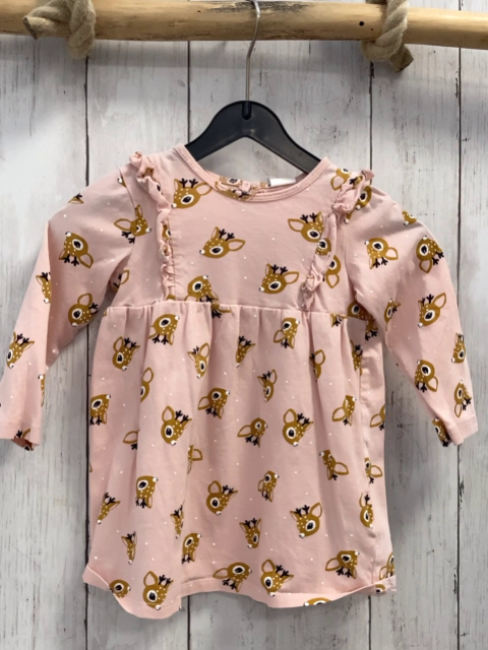 H&M  Kleid  Gr. 74  rosa Rehköpfe 