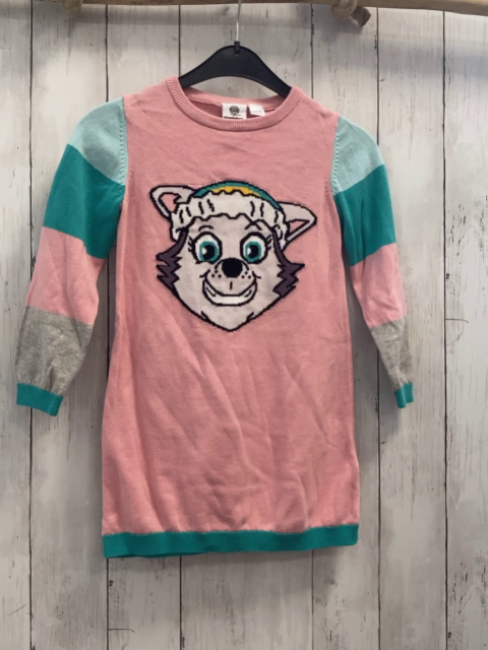 Nickelodeon  Kleid  Gr. 110  rosa Strick Paw Patrol + mint türkis rosa hellgrau gestreifte Ärmell 