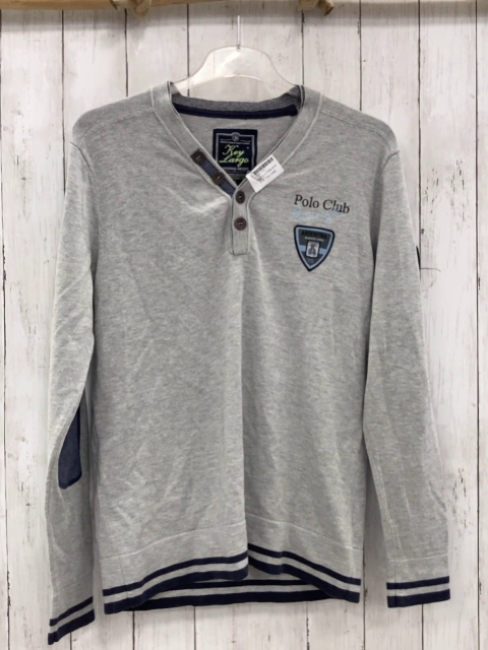 Key Largo  Pullover  Gr. 170/176  grau Strick Aufnäher Schrift Polo Club 