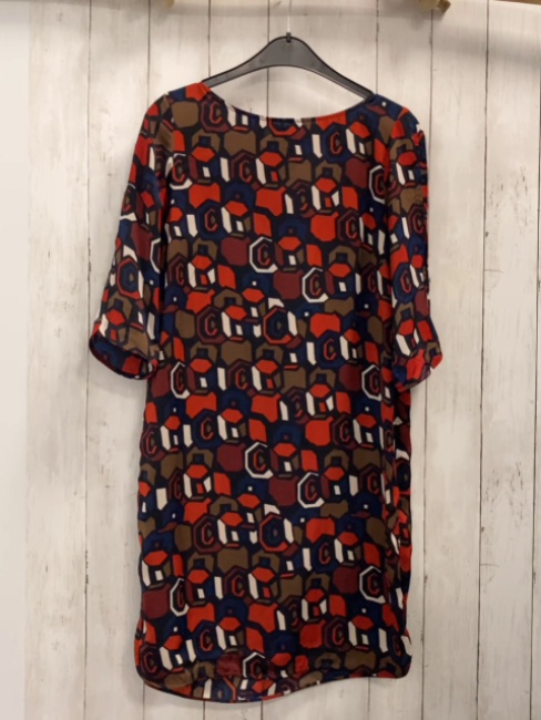 Mango  Kleid  Gr. M schwarz rot braun weißes Muster 