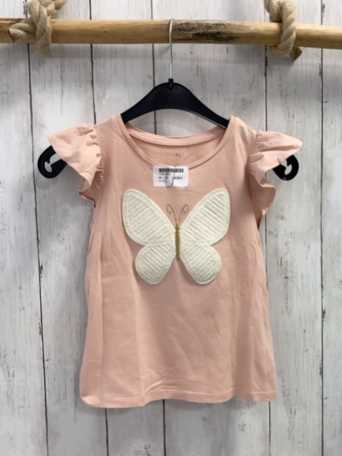   T-Shirt  Gr. 110  rosa weißer Schmetterling mit goldenem Körper 