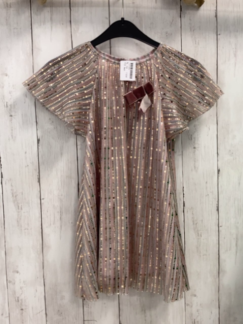 Next  Kleid  Gr. 104  grau silb altrosa Streifen mit Glitzer 