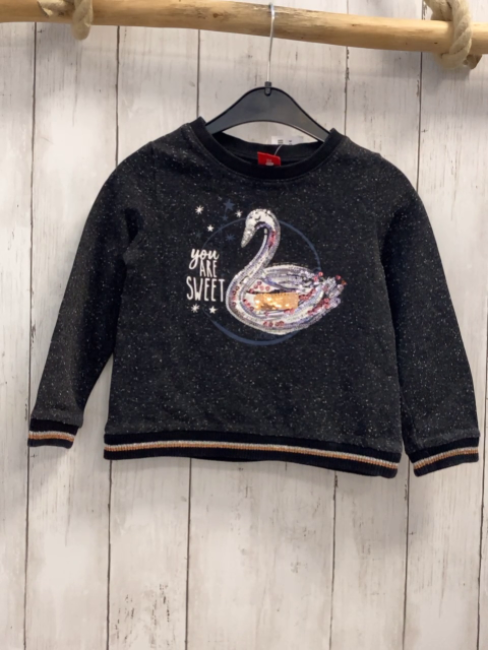 S´Oliver Pullover Gr. 104  schwarz meliert Pailettenschwan