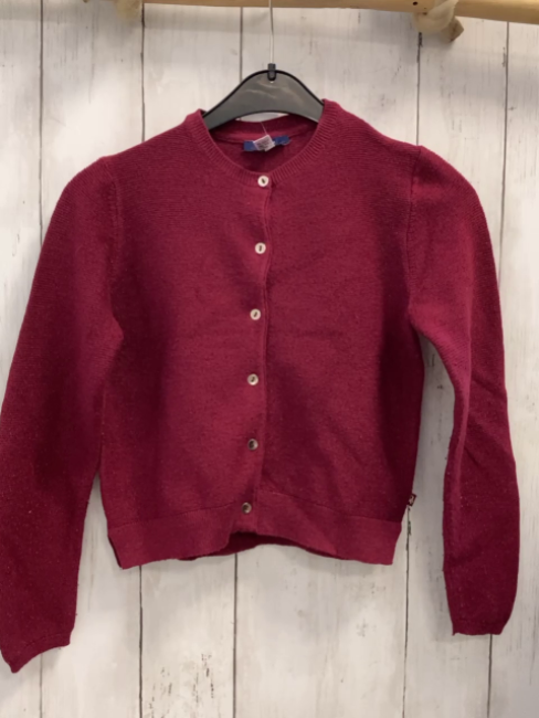 Okaidi  Strickjacke  Gr. 128  weinrot mit Glitzerpunkten 