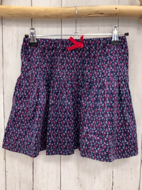 neu Okaidi  Rock Gr. 128  blau hellbau rot weißer Druck rote Schleie 