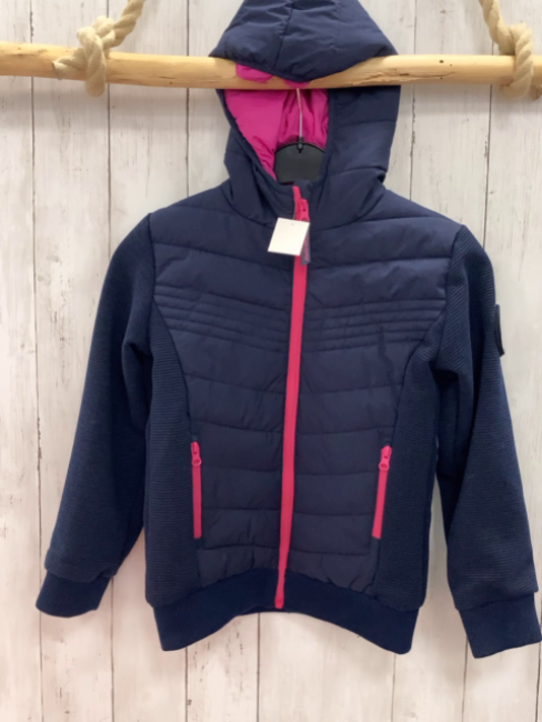 Salt & Pepper  Sweatjacke  Gr. 128  blau mit Rippen pink Reißverschlüsse 