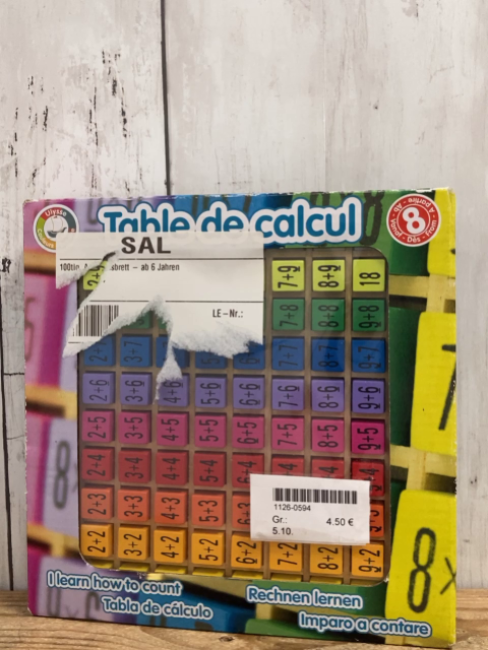  Lernspiel  Table de Calcul Holz mit 1 x 1 Platten 