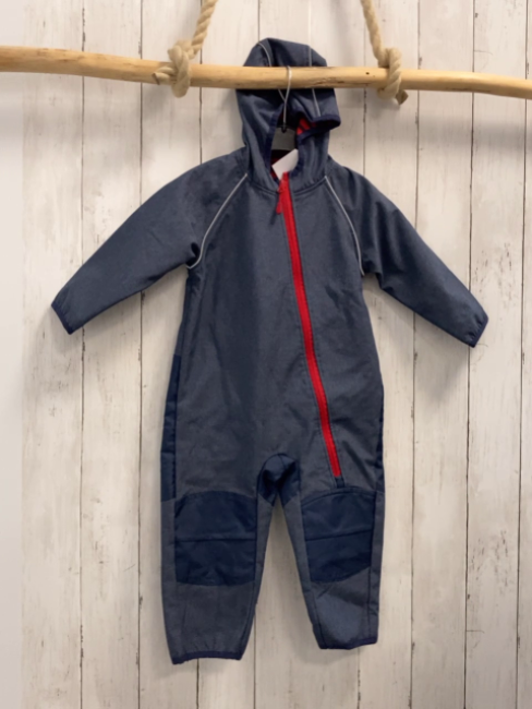   Softshelloverall Gr. 86  blau dunkelblau roter Reißverschluss 