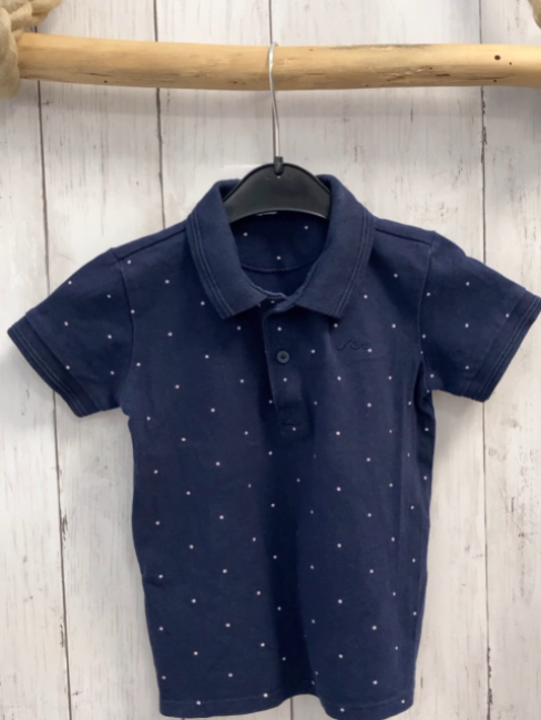 mango T-Shirt Gr. 104  blau weiße Punkte Polokragen