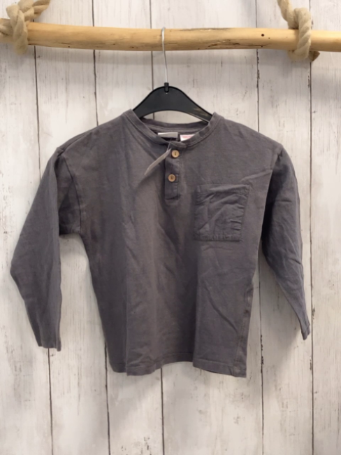 zara Langarmshirt Gr. 110  grau Knöpfe