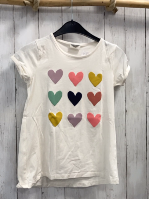   T-Shirt  Gr. 146  creme bunte Herzen 