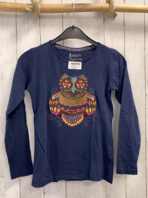 Review  Langarmshirt  Gr. 152  blau bunte gesickte Eule 