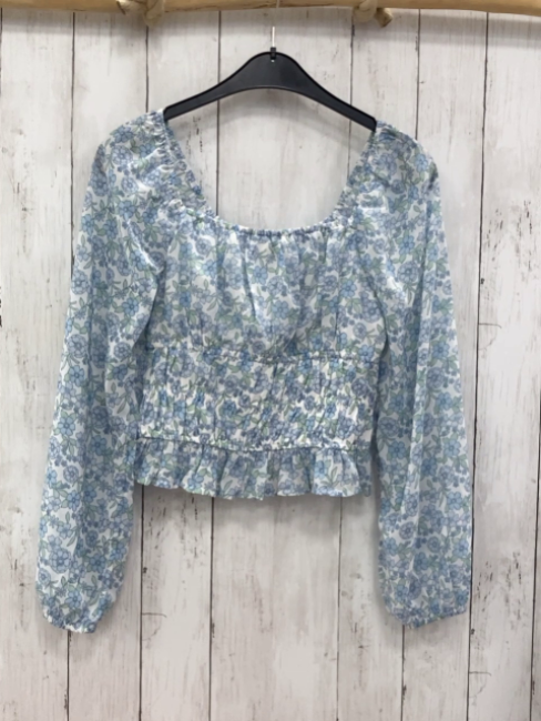 Hollister  Bluse  Gr. M weiß hellblaue Blumen 