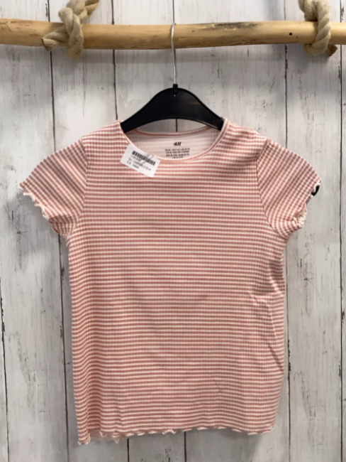 H&M  T-Shirt  Gr. 134/140  lachs beige Streifen Rippen 