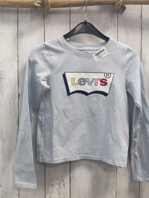 Levi´s  Langarmshirt Gr. 134/140  hellblau Balken mit Schrift 