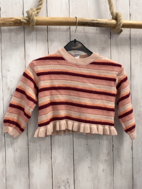   Pullover  Gr. 104  rosa lachs weinrot orange Streifen Strick