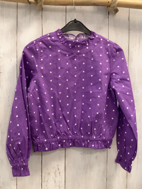  Bluse Gr. 128  lila weiße Punkte