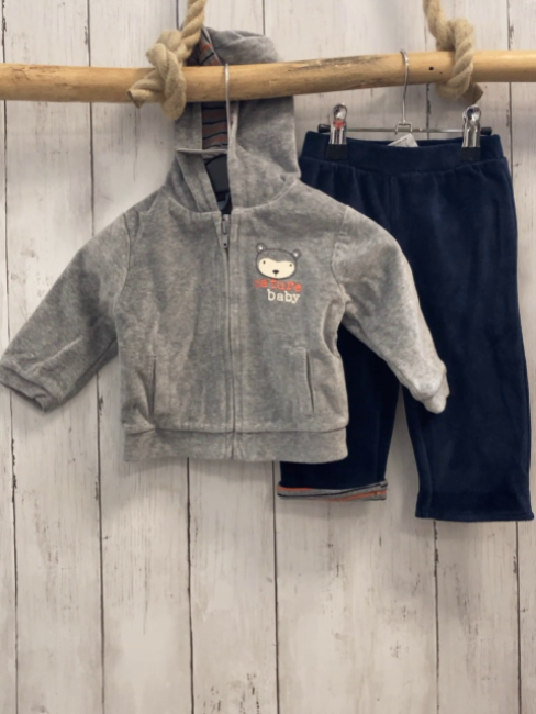 2tlg zT neu Losan  Nickyjacke + -leggins  Gr. 68  grau blau Bärenkopf + grau blau orange gestreiftes Futter 