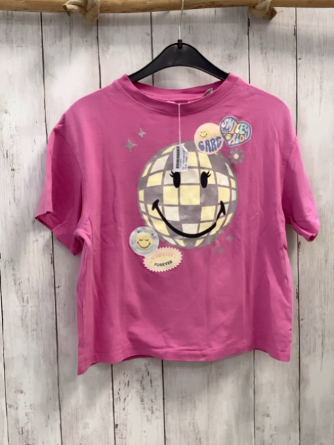 H&M  T-Shirt  Gr. 134/140  pink Smileys mit Glitzer 