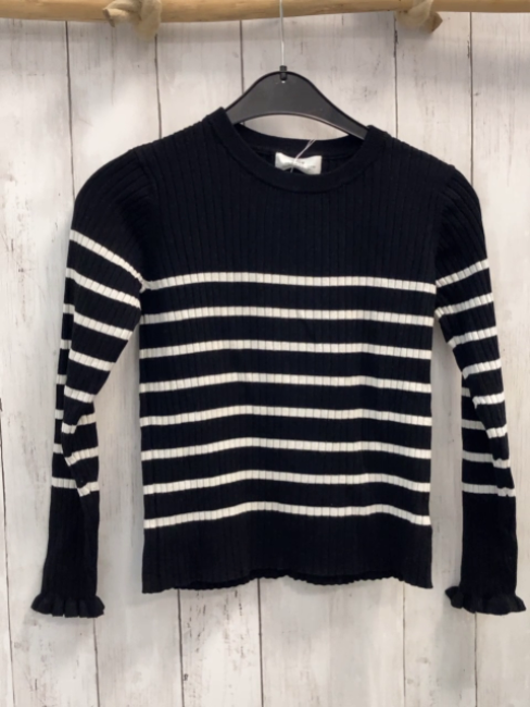 H&M  Pullover  Gr. 134/140  schwarz weiße Streifen Rippen 
