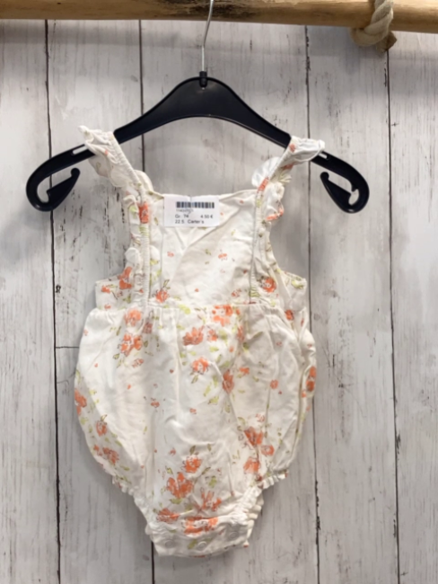 Carter´s  Playsuit  Gr. 74  weiß orange Blumen hellgrüne Blätter 