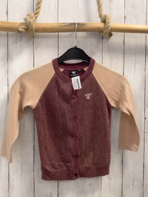 Hummel Strickjacke  Gr. 104  brombeere beige Ärmel goldene Glitzerpunkte