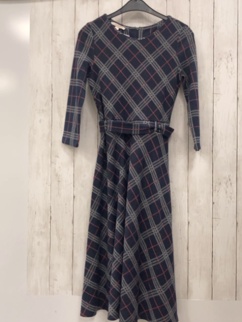 esprit Kleid S blau grau rot kariert Gürtelband