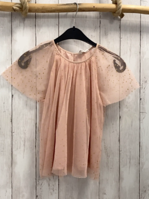 H&M  Sommerbluse  Gr. 158  lachs goldene Glitzerpunkte 