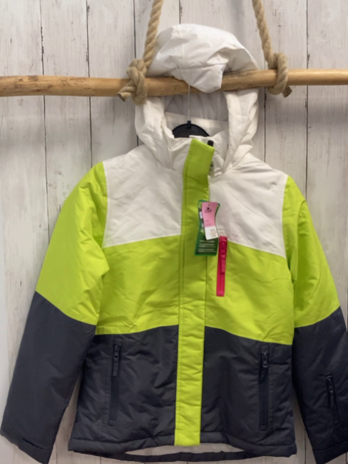 neu  Winterjacke  crane Gr. 146/152  weiß hellgrün grau pink Reißverschluss 