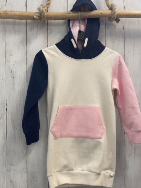   Kleid  Gr. 110  weiß rosa blau Kapuze 