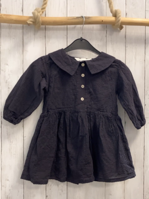 H&M  Kleid  Gr. 98  grau Struktur Kragen 