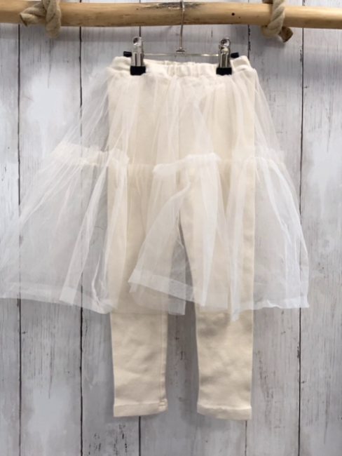   Leggngs  Gr. 104  creme mit weißem transparenten Tüllrock