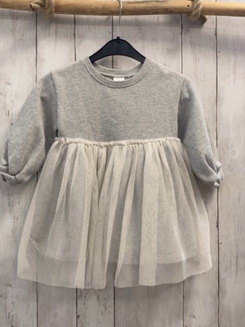 next Kleid Gr. 92  grau glitzernd Tüllrock
