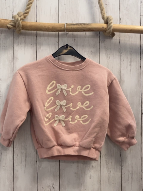 zara Pullover Gr. 110  rosa creme Schrift