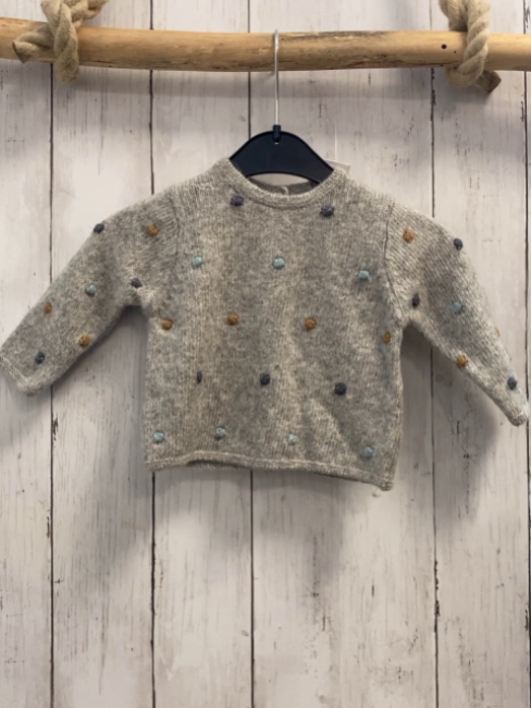zara Strickjacke Gr. 62  grau bunte Punkte