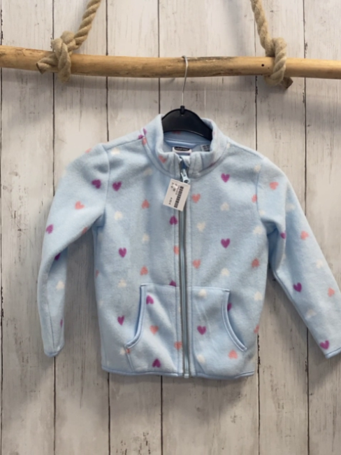  Fleecejacke Gr. 98  hellblau bunte Herzen
