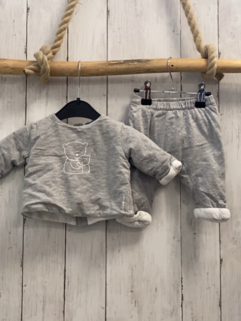 2tlg Jacadi  Pullover + Jogginghose  Gr. 62  grau weiße Bären 
