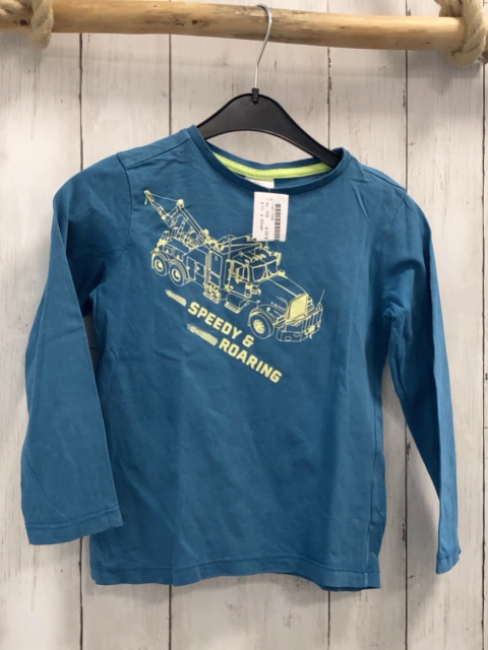 s´ Oliver  Langarmshirt  Gr. 116  petrol gelbes Auto gelbe Schrift 