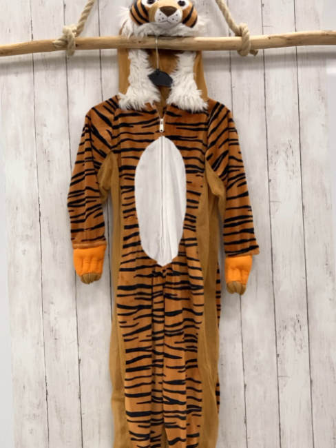 Crazy Days  Karnevalkostüm Gr. 116  braun schwarz weiß gemusterter Plüschovera Tiger l