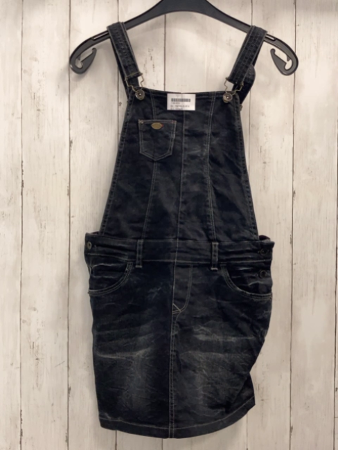 Vingino  Trägerrock Gr. 158/164  schwarz Jeans hellgraue Nähte 