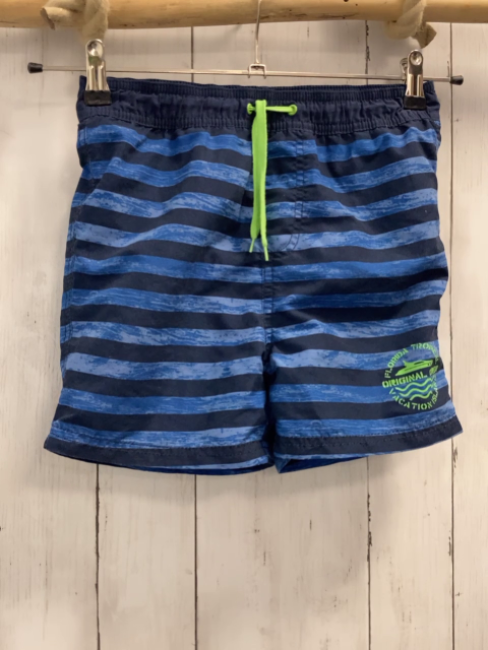   Badeshorts  Gr. 134/140  blau hellblaue Streifen hellgrüne Kordel 