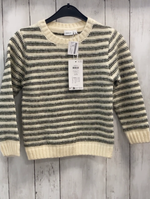 neu Name it  Pullover Gr. 110  weiß oliv Streifen Strick NP 30,99 € 