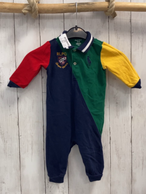 Ralph Lauren  Overall Gr. 68  blau grün gelb rot Polokragen mit weißem Streifenbund 
