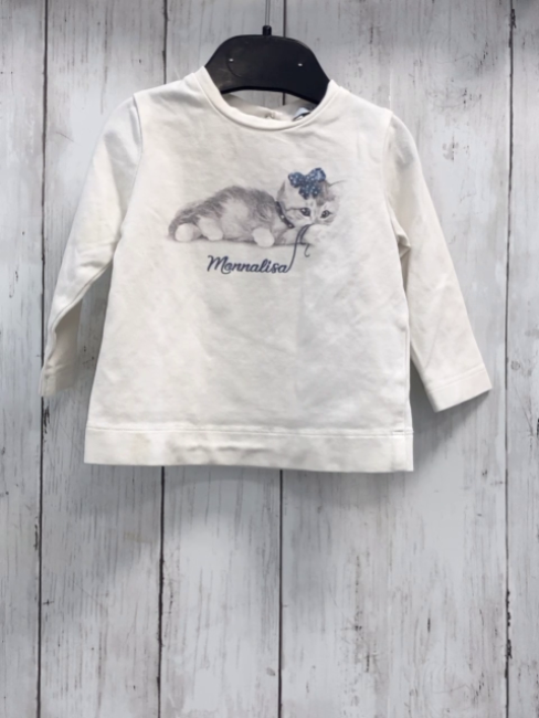 MonnaLisa  Langarmshirt  Gr. 68  weiß Katze Schrift 