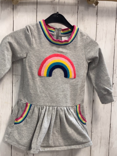 Noppies  Kleid  Gr. 92  grau bunter Plüschbogen + Streifenbund 