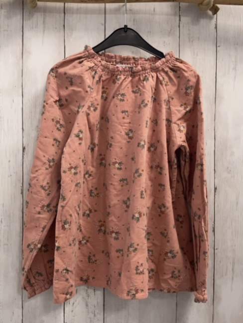Vertbaudet  Bluse  Gr. 140  lachs Rippen Blumen 